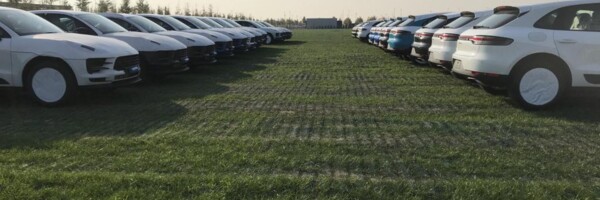 mit GrassProtecta geschützter Parkplatz bei Porsche