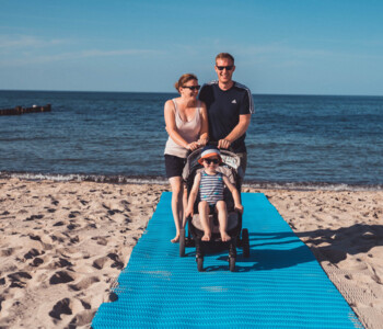 Strandmatte Kühlungsborn mit Kinderwagen