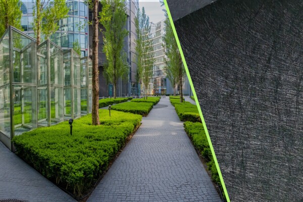 Rootguard Nahaufnahme vom Material neben fertigem Weg