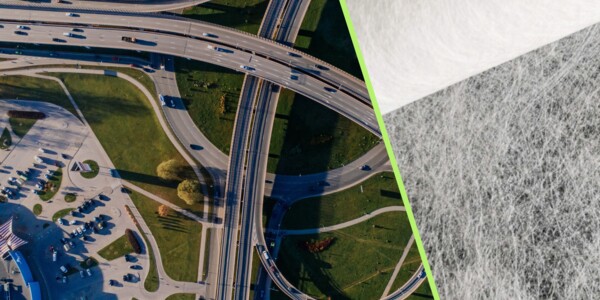 Trennvlies im Straßenbau, Blick auf Autobahnkreuz