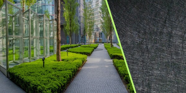 Rootguard Nahaufnahme vom Material neben fertigem Weg